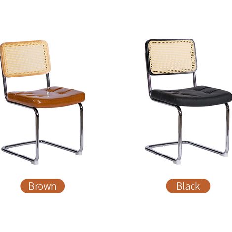 Lot de 2 chaises de salle à manger, fauteuils en similicuir avec pieds chromés, design moderne style Breuer, assises rembourrées pour salon, cuisine ou salle à manger. (1/5)