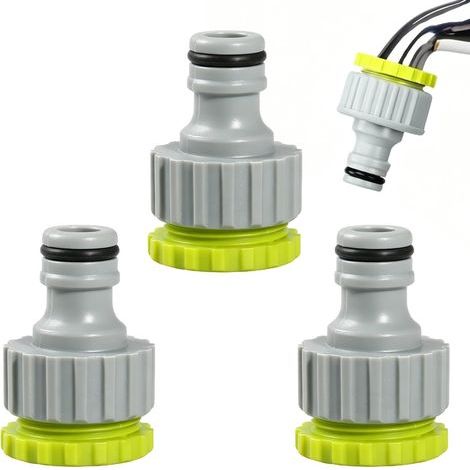 Set mit 3 universellen 2-in-1-Wasserhahnverbindern, 1/2" auf 3/4" Innengewinde-Wasserhahnverbinder-Adapter, ABS-Kunststoff-Gartenschlauch für Gartenarbeit und Waschen (1/5)