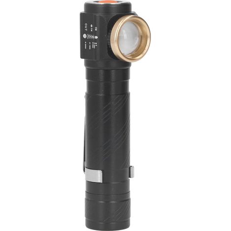Lampe frontale détachable, lampe torche LED portable à lumière dure, 4 niveaux d'intensité, zoom télescopique, rechargeable par USB. (1/5)