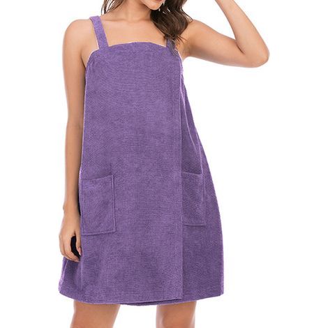 Peignoir Serviette - Enveloppe de Bain avec Bretelles - Longueur Genou - Fermeture par Liens - 1 Pièce (1/5)