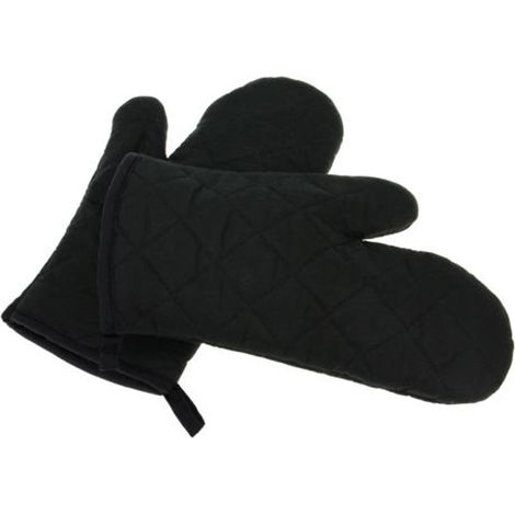 Confezione da 2 guanti da forno, guanti da forno in cotone spesso, resistenti al calore e termoisolanti, tappetini termoisolanti, guanti da cucina - neri