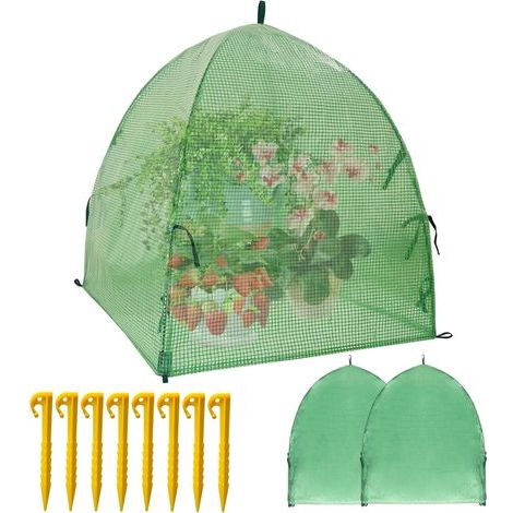 2 Pièces Housses de Protection Contre le Gel pour Plantes, 56CM x 56CM Tente de Jardin Surélevée avec Dôme D'humidité pour Germination Propagation Semis Protection Plantes Contre Animaux (Vert) (1/5)