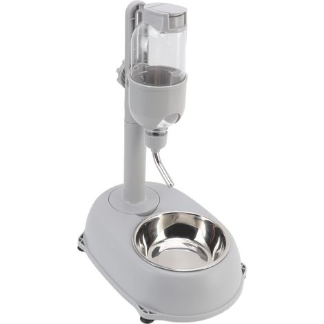 Distributeur d'eau pour animaux de compagnie 500 ml, hauteur réglable, bouteille d'eau anti-goutte avec bol amovible pour chats et chiens (Water Bar Plus Back 500 ml - Gris)