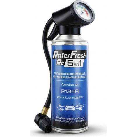 Gas Refrigerante Ralerfresh RC 5en1 400ml para sistemas con R134A con Manómetro