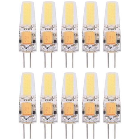 Lot de 10 ampoules LED AC/DC12-24V G4 COB non dimmable en silicone (blanc chaud) (1/5)
