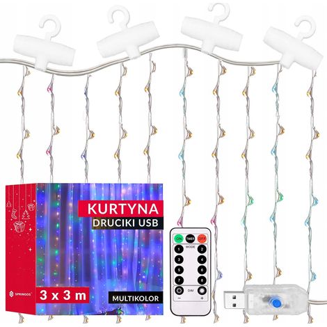 LUCI TENDA LUMINOSA MULTICOLORE STALATTITI LUCE GIRLANDA USB 300LED +TELECOMANDO (1/5)