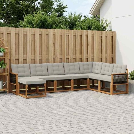 vidaXL Outdoor-Sofagarnitur mit Kissen 8 pcs Natur und Hellgrau (1/5)