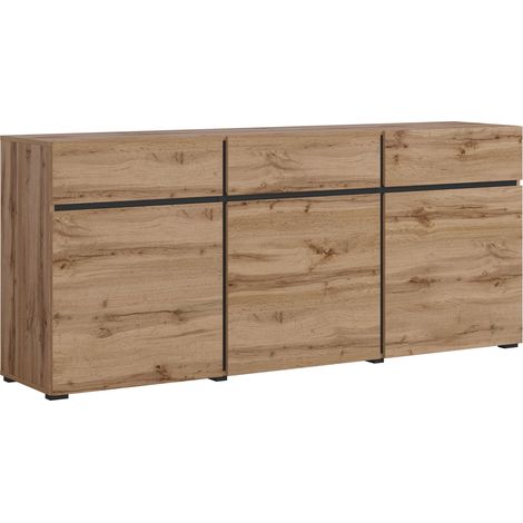 Cómoda Alfere 103, Roble wotan, Con cajones y puertas, Número de cajones: 3, 78x180x40cm