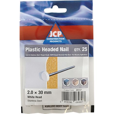 Jcp Fixings A4-316 St/St Plastic Headed Nails 40 x 2.00mm - Bo... (1/2)