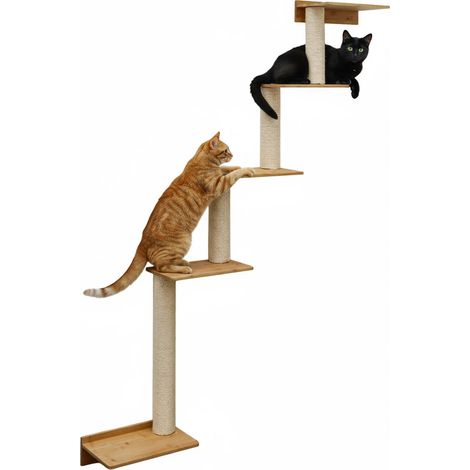 179 cm Tiragraffi da Parete con 5 Ripiani - Albero per Gatti - Colonna in Sisal (1/5)