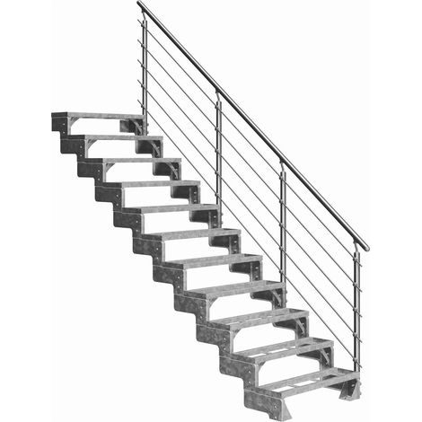 Dolle Außentreppe Gardentop 198-242cm Geschosshöhe mit Einlegerahmen 100cm breit mit Prova-Geländer