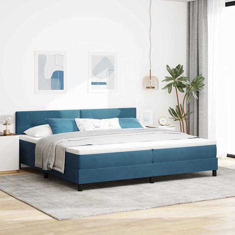 vidaXL LED Boxspringbett mit Kopfteil Dunkelblau 200 x 200 cm Samt (1/5)