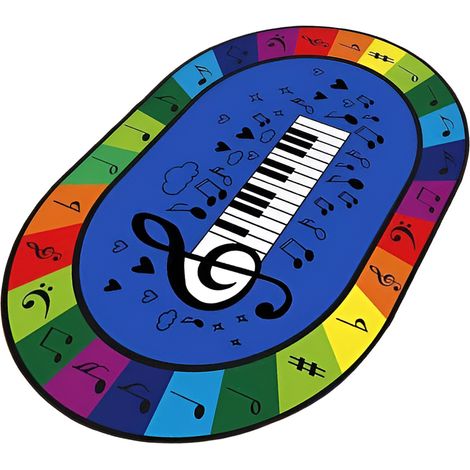 Tapis de sol éducatif ovale en velours cristal à motifs de lettres pour enfants, idéal pour la maternelle et l'éveil, avec coin lecture numérique. (1/5)