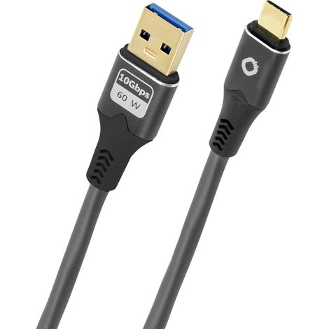 Oehlbach USB-Kabel  USB 3.2 Gen1 USB-C® Stecker, USB-A Stecker 3 m Anthrazit vergoldete Steckkontakt (1/2)
