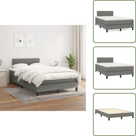Cama de espuma - vidaXL Cama box spring con colchón tela gris oscuro 120x200 cm - Cama de madera