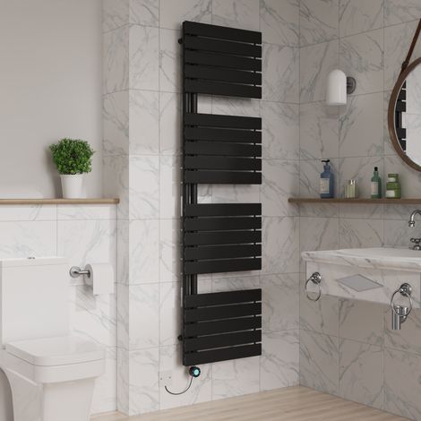 WiFi Thermostatic Electric Towel Rail Flat 1800x500mm Black (1/5)