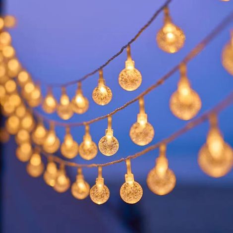 Solare LED-Lichterkette für Außen, 12 m, 100 LEDs, transparente Kristallkugeln, warmes Licht, 8 Blinkmodi, Dekoration für Weihnachten, Camping und Feste-lsw