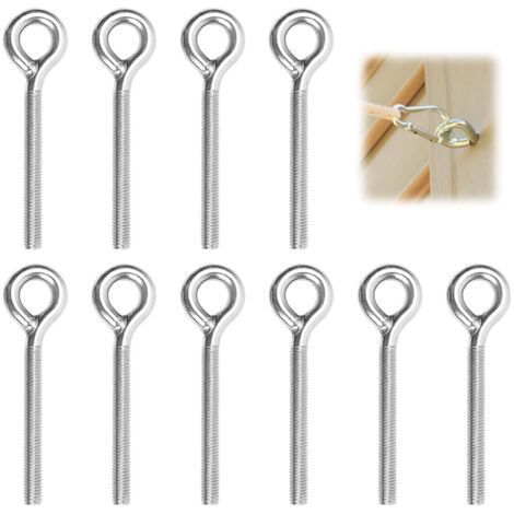 10 Pièces M8 Vis avec Anneau de Levage, 90 mm Boulons à Oeil M8 Acier Inoxydable, Longue Poignée œillets de Fil pour Vis, Unsealed Eye Bolts Anneau a Visser pour Suspension, Fixation, Corde (1/5)