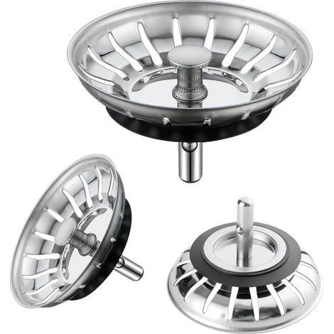 Bouchon de filtre pour évier de cuisine, filtre universel pour évier de cuisine (diamètre : 79 mm), bouchon de filtre à 20 fentes, compatible avec Blanco 125590 (lot de 3)