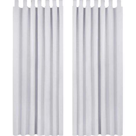 GENERIC-2 pièces Rideaux Occultants à Pattes sans Perçage Rideaux Salon Design Moderne Thermique Isolant Froid et Chaud Blanc Pâle Gris 140x280cm (1/5)