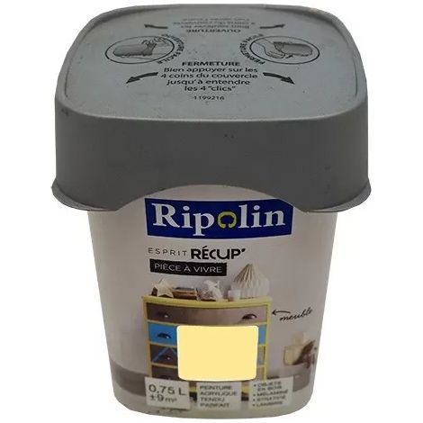 RIPOLIN Peinture Esprit Récup' Pièce à vivre Jaune tendre 0,75 L (1/2)