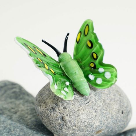 Figurine Miniature Papillon Vert Verre 6x4x4cm (1/4)