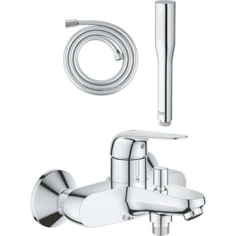 Pack mitigeur bain douche  GROHE Swift + Douchette 1 jet Vitalio Get Stick + Flexible
