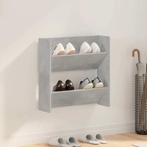 Armoire à chaussures murale Gris béton 60x18x60 cm Aggloméré (1/5)
