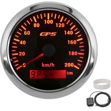 Tachimetro GPS da 3,3″ 0-200 km/h retroilluminato IP67 per auto, barca, yacht (quadrante nero) (1/5)