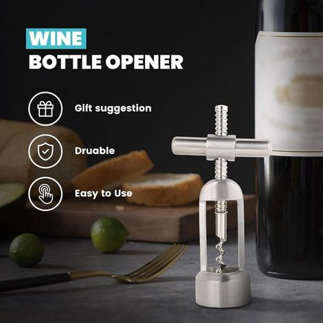 Cavatappi in acciaio inox 304 di grosso spessore, apribottiglie per vino ideale per bar, ristoranti e hotel. Un cavatappi di lusso dal design elegante. (1/5)