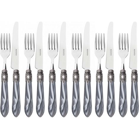 OXFORD Ghiera Argento Antico, Posate Set 12 Pz Frutta, Scatola (1/2)