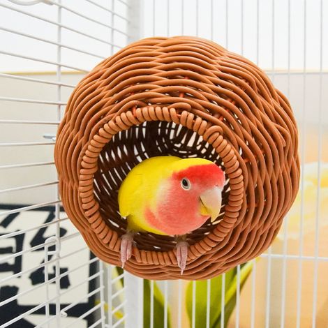 Nid d’Oiseau en Rotin Synthétique, Fait à la Main Respirant et Lavable, Maison d’Oiseau Confortable pour Cage, Volière et Jardin, Habitat pour Canaris, Perruches et Perroquets (1/5)