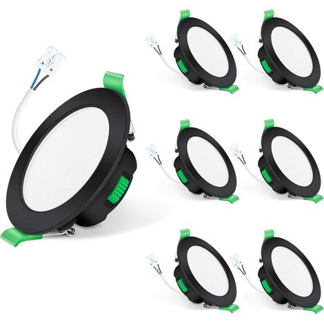 Spot LED Encastrable 7W 230V Dimmable, 3000K 4000K 6500K Couleur Réglable Spot Salle de Bain IP65, Extra Plat 29mm Spot Plafond, Lot de 6, Rond Blanc