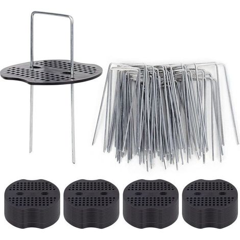 50 Piquets De Jardin Ave Rondelles, Piquets De Fixation en Acier Galvanisé pour Baches Agraphes De Fixation De Toile De Paillage Piquets Galvanisé (1/4)