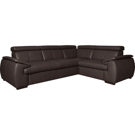 Canapé d'angle en 100% cuir de luxe italien , 5 places Cintia, couleur chocolat, angle droit
