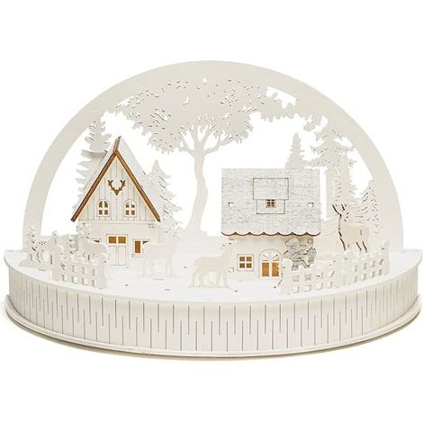 Konstsmide Luci Natalizie/Sagoma Motivo Arco Villaggio con Renne/Decorazione Ornamento Funzionamento a Batteria: 2xAA (escl.)/Scena di Natale Diodi Bianchi Caldi (1/3)