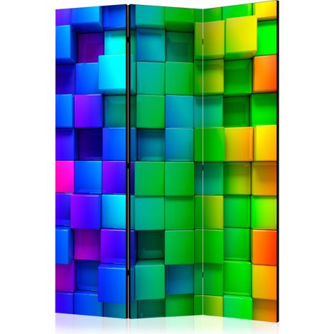 Paravent 3 Volets "Colourful Cubes" 135x172cm (1/2)
