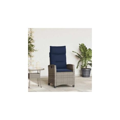 Chaise de jardin inclinable avec table d'appoint gris polyrotin (1/5)