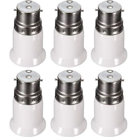 B22 auf E27 Adapterfassung für LED-Lampen, AC 230V, Umrüstadapter von B22 auf E27, Bajonett-Schraubfassung, 6er-Pack - RW Lampensockeladapter. (1/4)