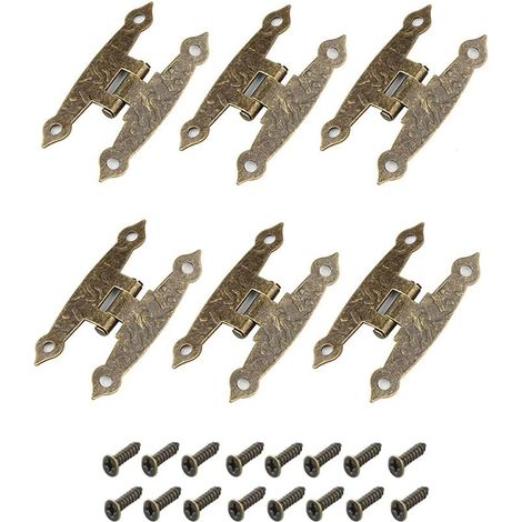 Lot de 6 charnières antiques, charnières décoratives rétro en bronze pour meubles, ZQKLA