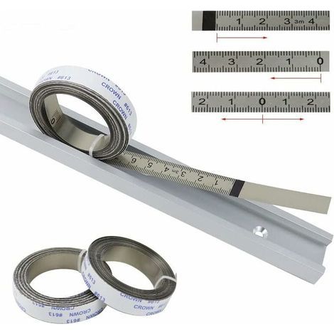 Règles métriques, Bandes de Piste Auto-adhésives, pour scie à Onglet, Mètre à Ruban, Règle d'échelle, du Centre à Droite et à Gauche, 2.5M-0-2.5M, Argent, 1PC (1/5)