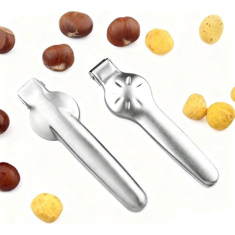 piezas de cascanueces, Acero inoxidable, Abrecastañas multifuncional de cocina, nueces, avellanas, nueces y otros frutos secos, Plateado (1/5)