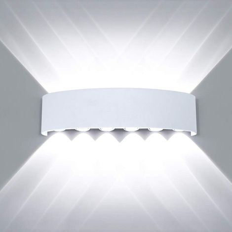 Moderne Imperméable Lampe Murale LED Applique Murale Up Down Aluminium Lèche-murs LED Intérieur Extérieur pour Salle de Bains Chambre à Coucher Couloir Salon Porche Escalier, 12W Blanc (1/5)