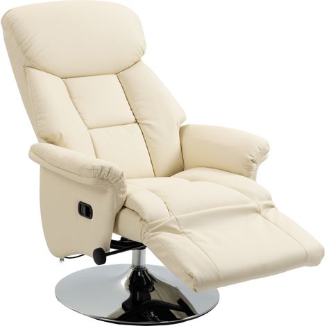 Fauteuil inclinable relax cuir repose-pieds 150 kg 78x80x109 cm crème