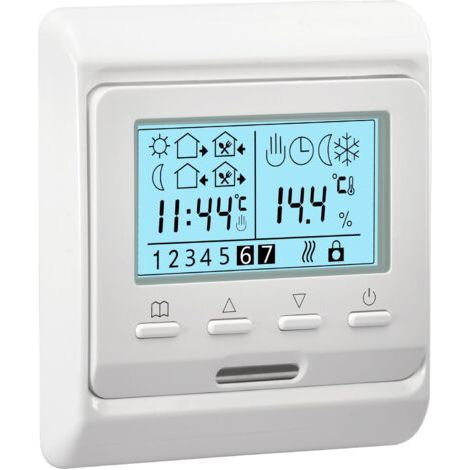Thermostat de Programmation hebdomadaire numérique LCD, HS-E806, 230VAC 3Amp, contrôleur de thermostats de Chauffage par Le Sol Radiant, adapté aux systèmes de Chauffage à Eau (1/5)