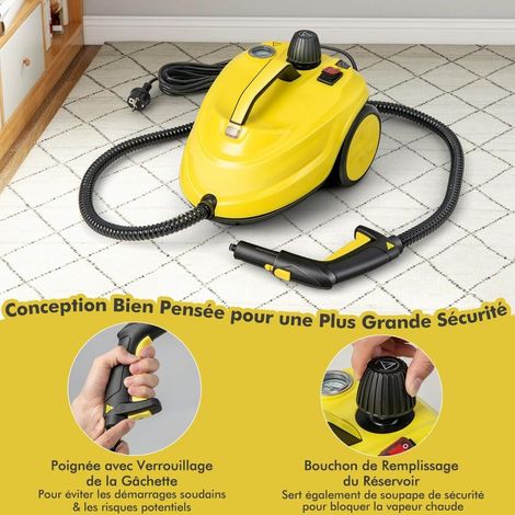Sols, vitres, tapis et rideaux - nettoyeur vapeur 2000W pour la maison, brosse rotative 360° et roulettes (1/5)
