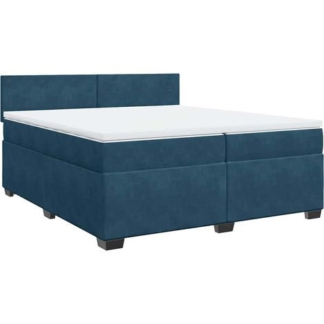 Maison Exclusive - Giroletto a Molle con Materasso Blu Scuro 200x200 cm in Velluto (1/5)