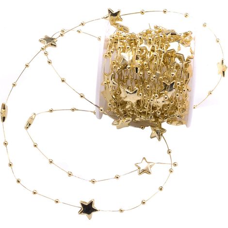 Fil de pêche 10m, chaîne de perles en forme d'étoile pour décoration mariage, Noël et fête (couleur or) (1/3)