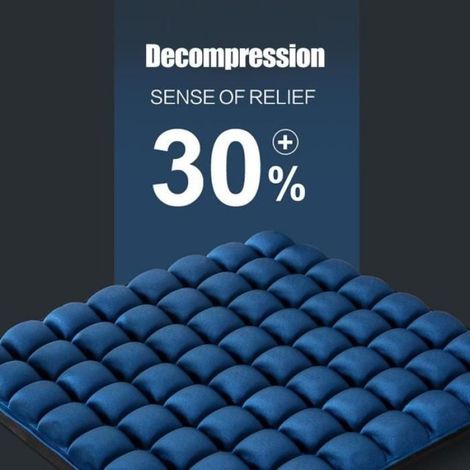 Coussin de chaise de siège d'air respirant soulager la douleur du coccyx pour chaise voiture fauteuil roulant bleu 45x45x2cm (1/4)