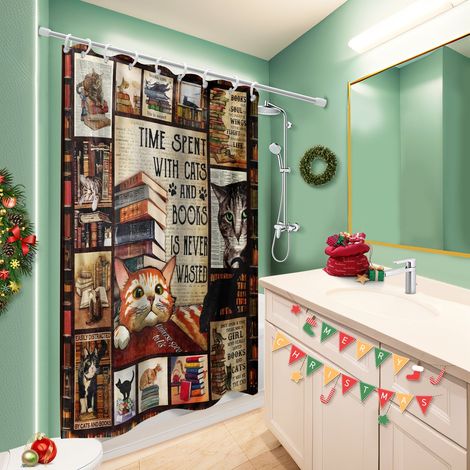Rideau de bain imprimé polyester 180x180 À œillets renforcés bâche polyester douche pour mobi (1/5)